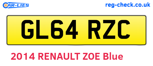 GL64RZC are the vehicle registration plates.