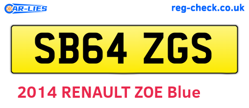 SB64ZGS are the vehicle registration plates.