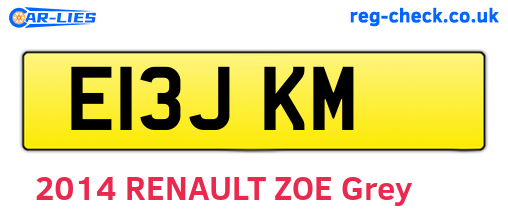 E13JKM are the vehicle registration plates.