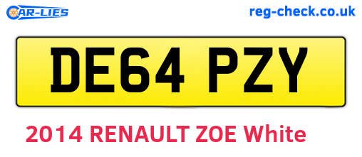 DE64PZY are the vehicle registration plates.