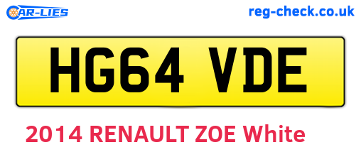 HG64VDE are the vehicle registration plates.