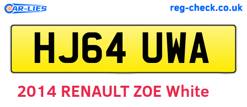 HJ64UWA are the vehicle registration plates.