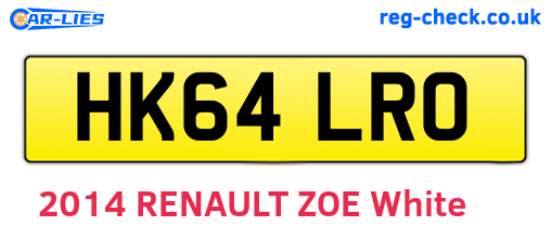 HK64LRO are the vehicle registration plates.