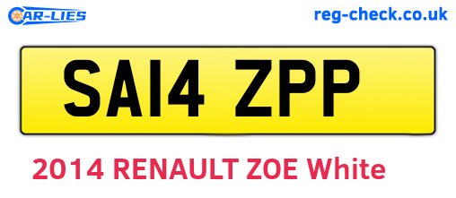 SA14ZPP are the vehicle registration plates.