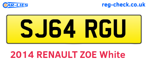 SJ64RGU are the vehicle registration plates.