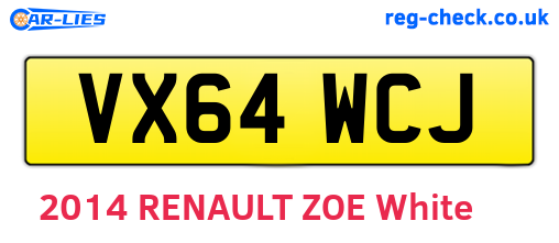 VX64WCJ are the vehicle registration plates.