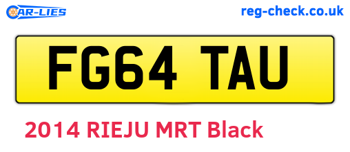 FG64TAU are the vehicle registration plates.