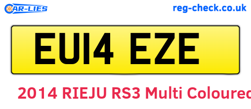 EU14EZE are the vehicle registration plates.