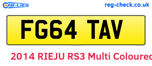 FG64TAV are the vehicle registration plates.