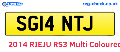 SG14NTJ are the vehicle registration plates.