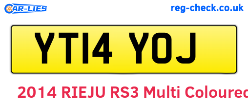 YT14YOJ are the vehicle registration plates.