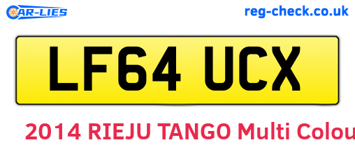 LF64UCX are the vehicle registration plates.