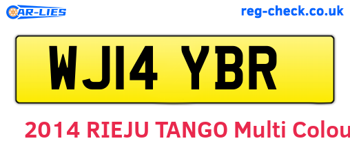 WJ14YBR are the vehicle registration plates.
