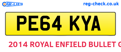 PE64KYA are the vehicle registration plates.