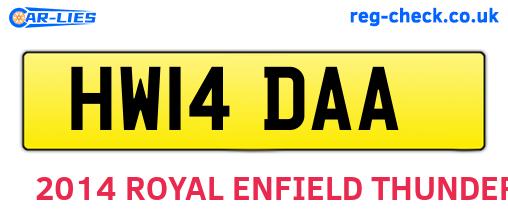 HW14DAA are the vehicle registration plates.