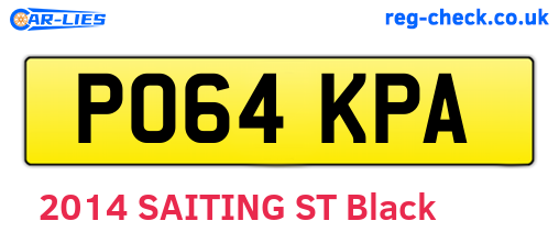PO64KPA are the vehicle registration plates.