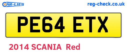 PE64ETX are the vehicle registration plates.