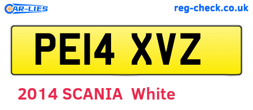 PE14XVZ are the vehicle registration plates.