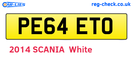 PE64ETO are the vehicle registration plates.