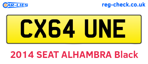 CX64UNE are the vehicle registration plates.