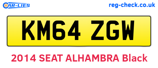 KM64ZGW are the vehicle registration plates.