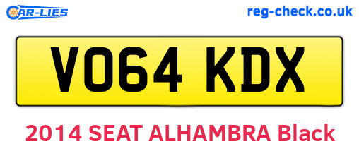 VO64KDX are the vehicle registration plates.