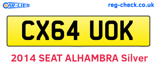 CX64UOK are the vehicle registration plates.