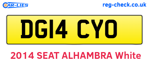 DG14CYO are the vehicle registration plates.