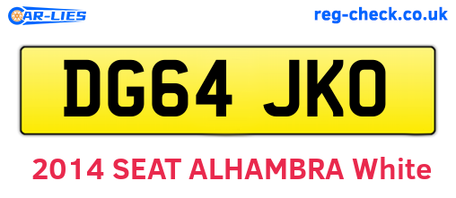 DG64JKO are the vehicle registration plates.
