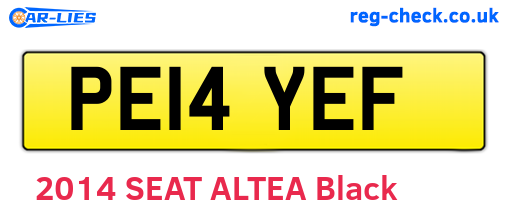PE14YEF are the vehicle registration plates.