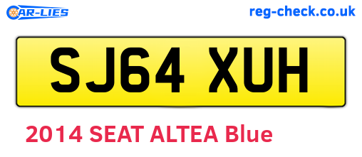 SJ64XUH are the vehicle registration plates.