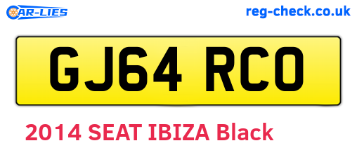 GJ64RCO are the vehicle registration plates.