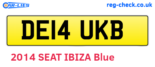 DE14UKB are the vehicle registration plates.