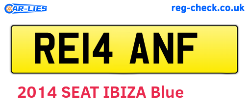RE14ANF are the vehicle registration plates.