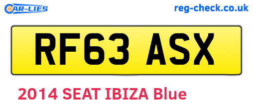 RF63ASX are the vehicle registration plates.