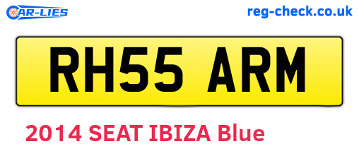 RH55ARM are the vehicle registration plates.