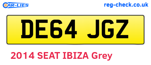 DE64JGZ are the vehicle registration plates.