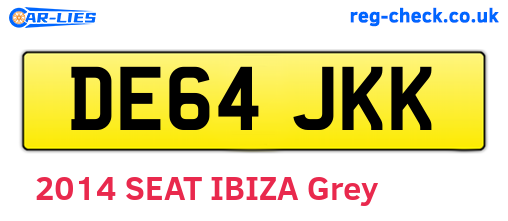 DE64JKK are the vehicle registration plates.
