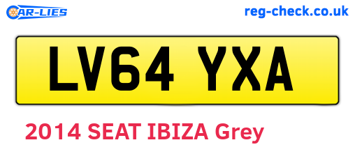 LV64YXA are the vehicle registration plates.
