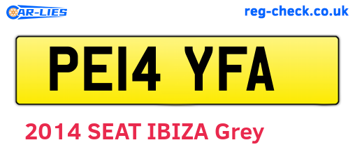 PE14YFA are the vehicle registration plates.
