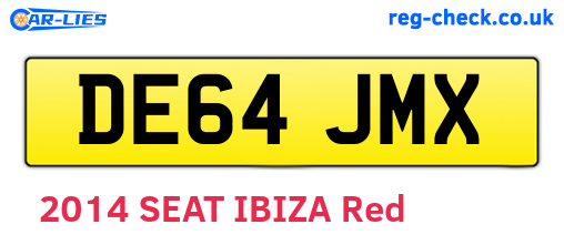 DE64JMX are the vehicle registration plates.
