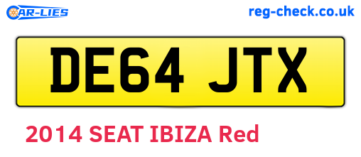 DE64JTX are the vehicle registration plates.