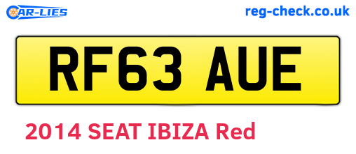 RF63AUE are the vehicle registration plates.