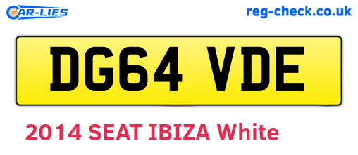 DG64VDE are the vehicle registration plates.