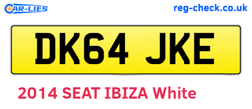 DK64JKE are the vehicle registration plates.