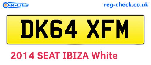 DK64XFM are the vehicle registration plates.
