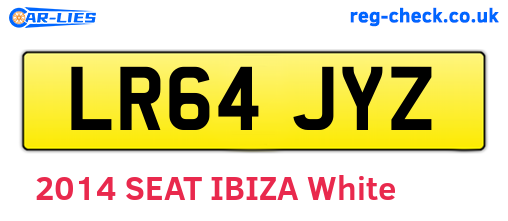 LR64JYZ are the vehicle registration plates.