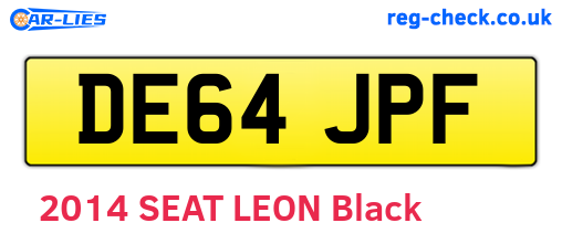 DE64JPF are the vehicle registration plates.