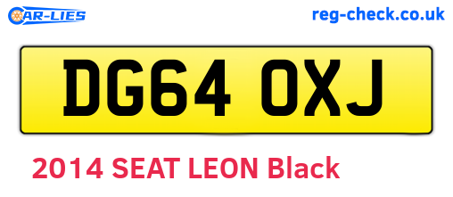 DG64OXJ are the vehicle registration plates.