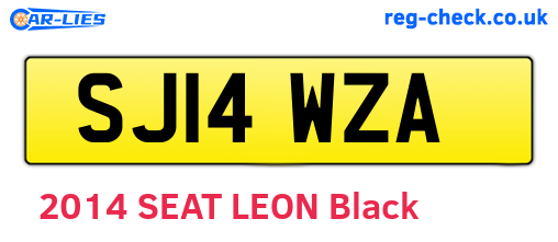 SJ14WZA are the vehicle registration plates.
